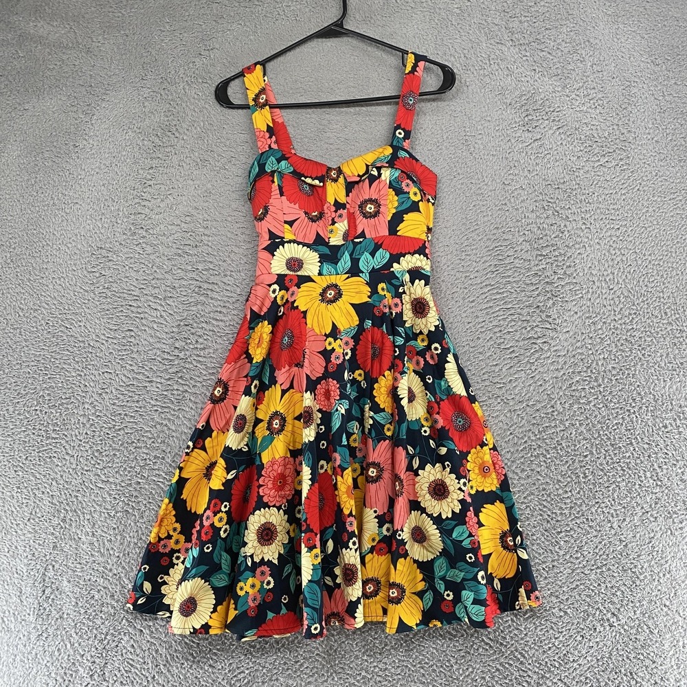 Ixia Dress Womens S Floral Fit Flare Sweetheart Mini Sundress Y2K Bow USA